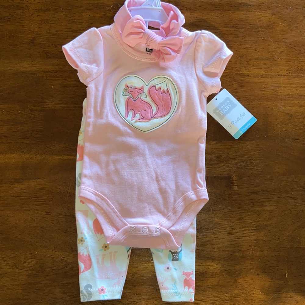 Hudson Baby 3-piece Baby Girl Matching Set 🦊